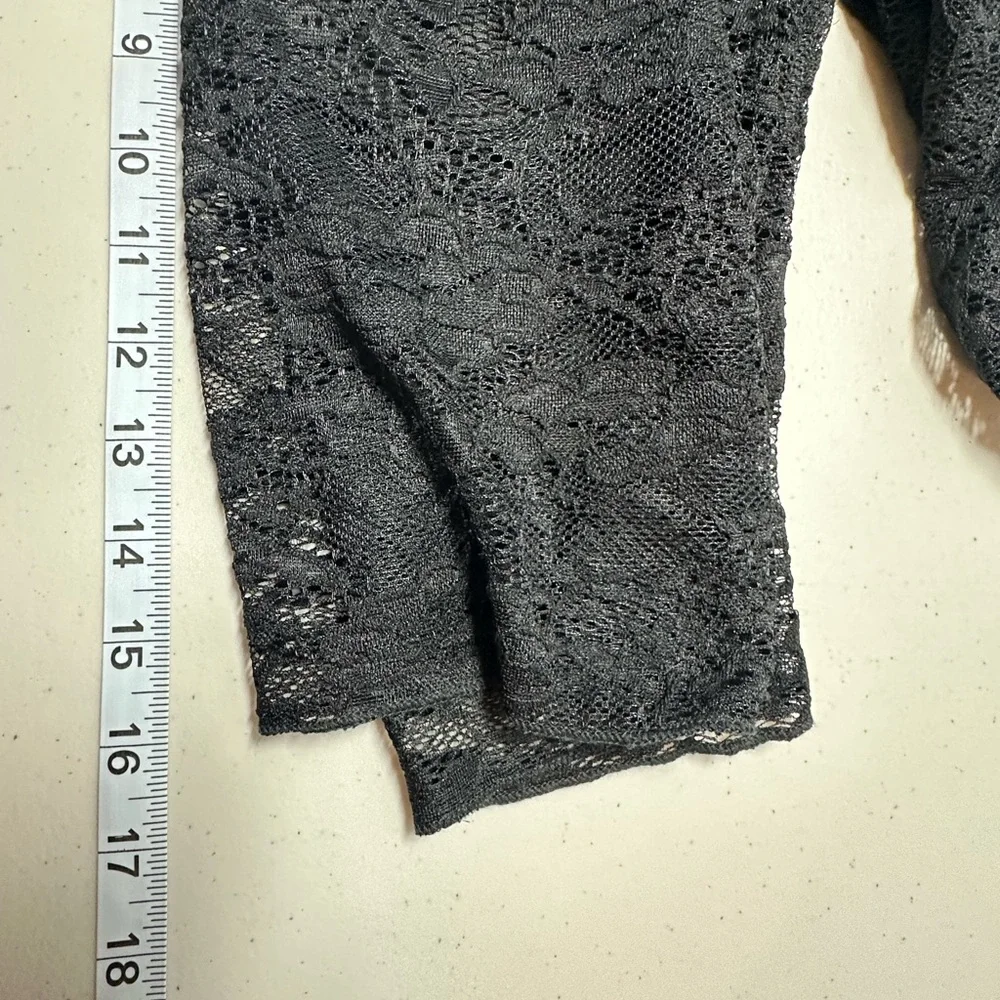 Unbranded Y2K Babydoll Black Lace Sheer Top Dark‎ Coquette Grunge